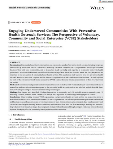 [thumbnail of Health   Social Care in the Community - 2026 - Rose - Engaging Underserved Communities With Preventive Health Outreach.pdf]