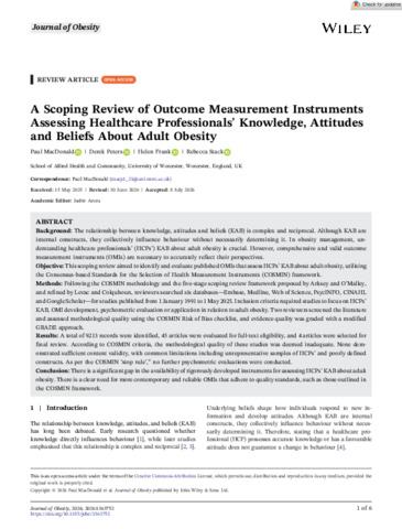[thumbnail of Journal of Obesity - 2026 - MacDonald - A Scoping Review of Outcome Measurement Instruments Assessing Healthcare.pdf]