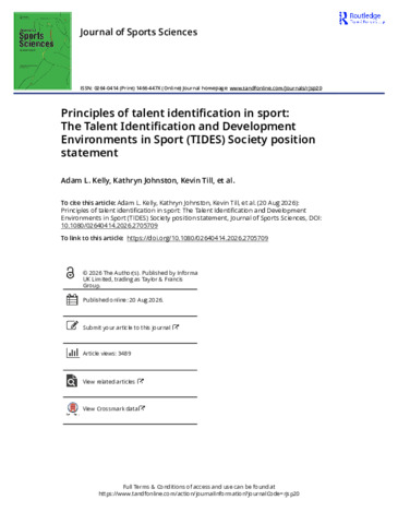 [thumbnail of Principles of talent identification in sport  The Talent Identification and Development Environments in Sport  TIDES  Society position statement.pdf]