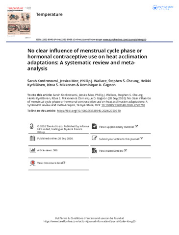 [thumbnail of No clear influence of menstrual cycle phase or hormonal contraceptive use on heat acclimation adaptations  A systematic review and meta-analysis.pdf]